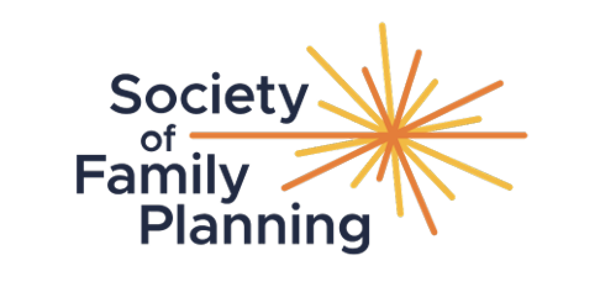 Text that reads "Society of Family Planning" alongside a yellow and orange starburst