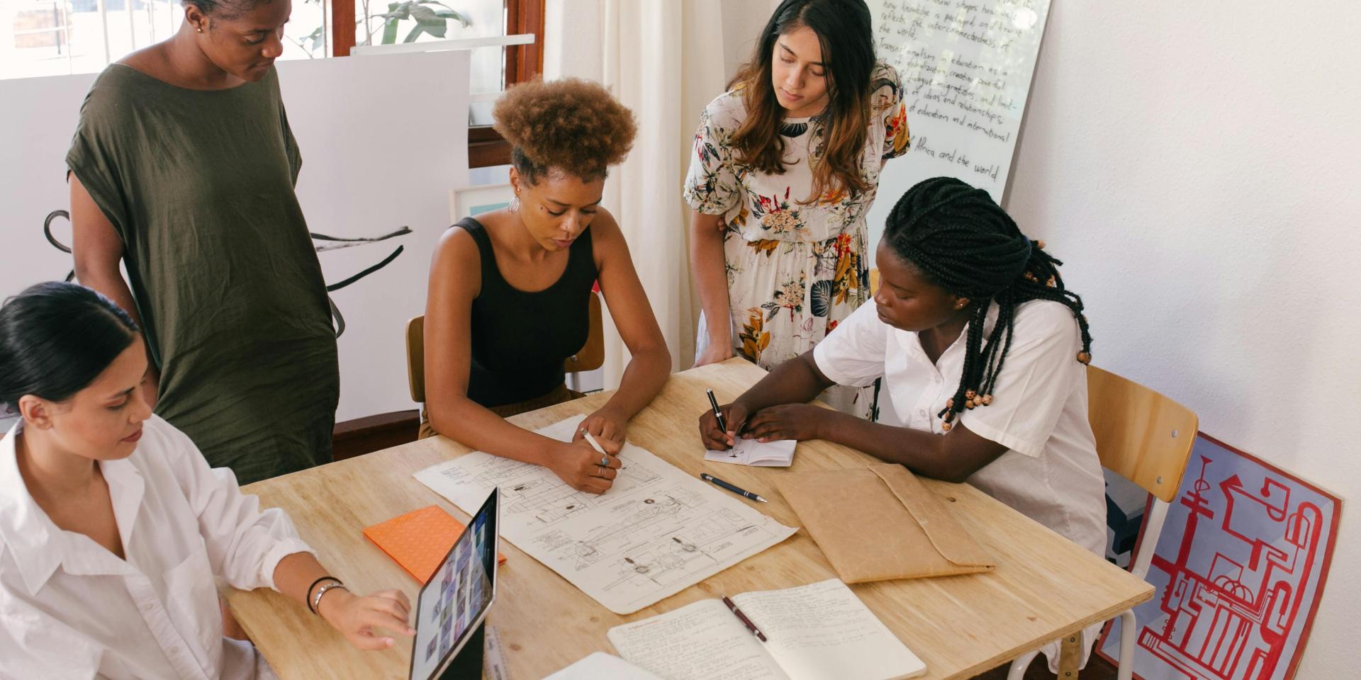 A group of people having a meeting