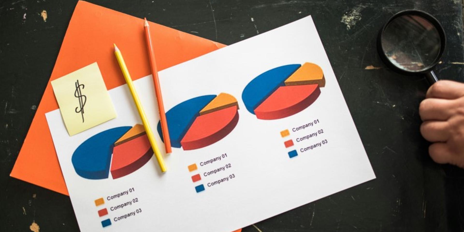 Paper with pie charts