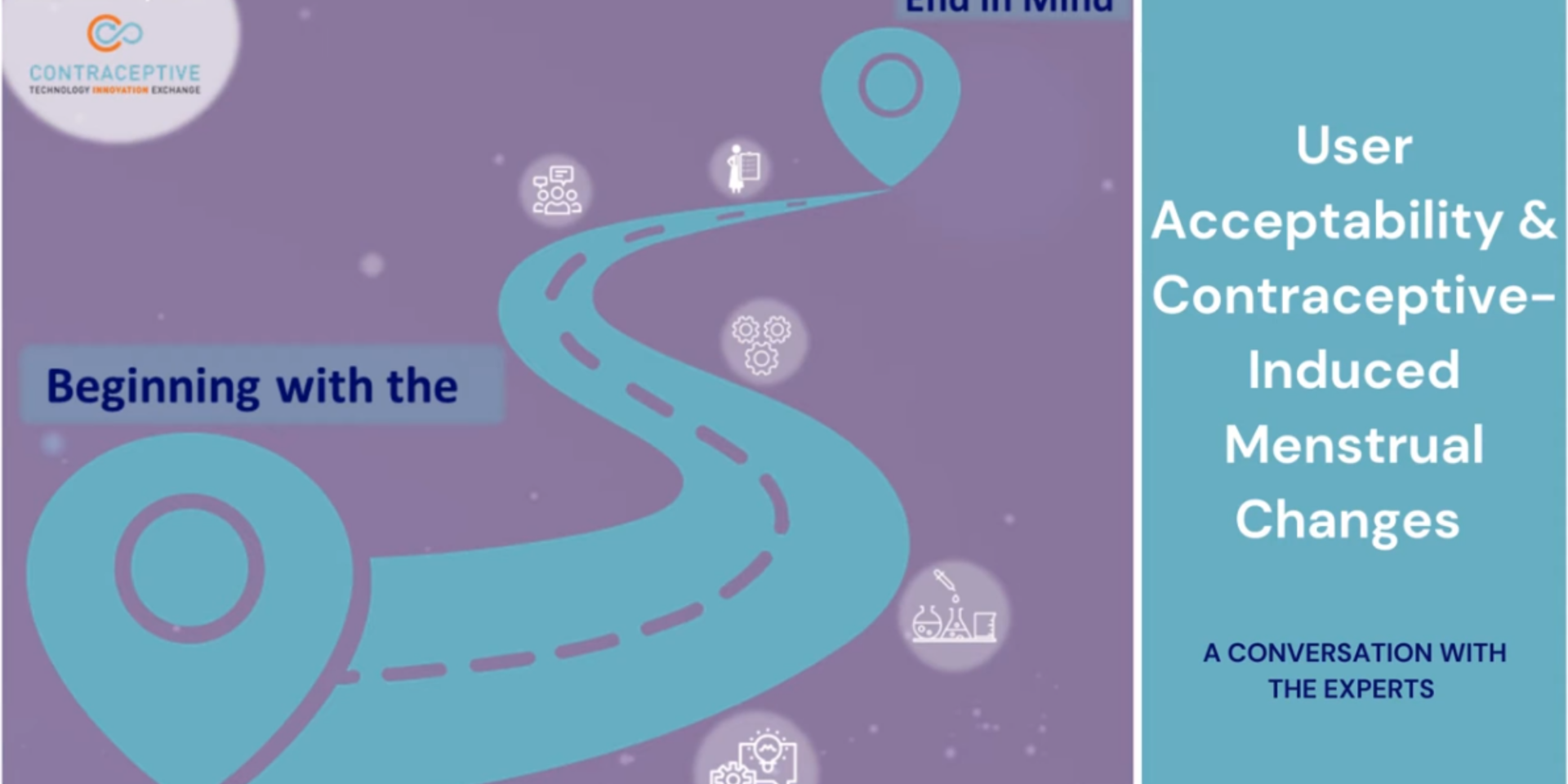 Webinar title page reads" "User Acceptability & Contraceptive-Induced Menstrual Changes"