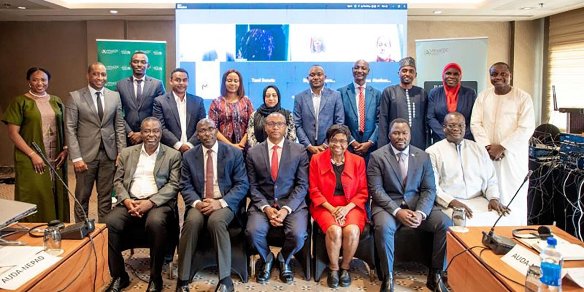 Group of African government officials pose for a picture