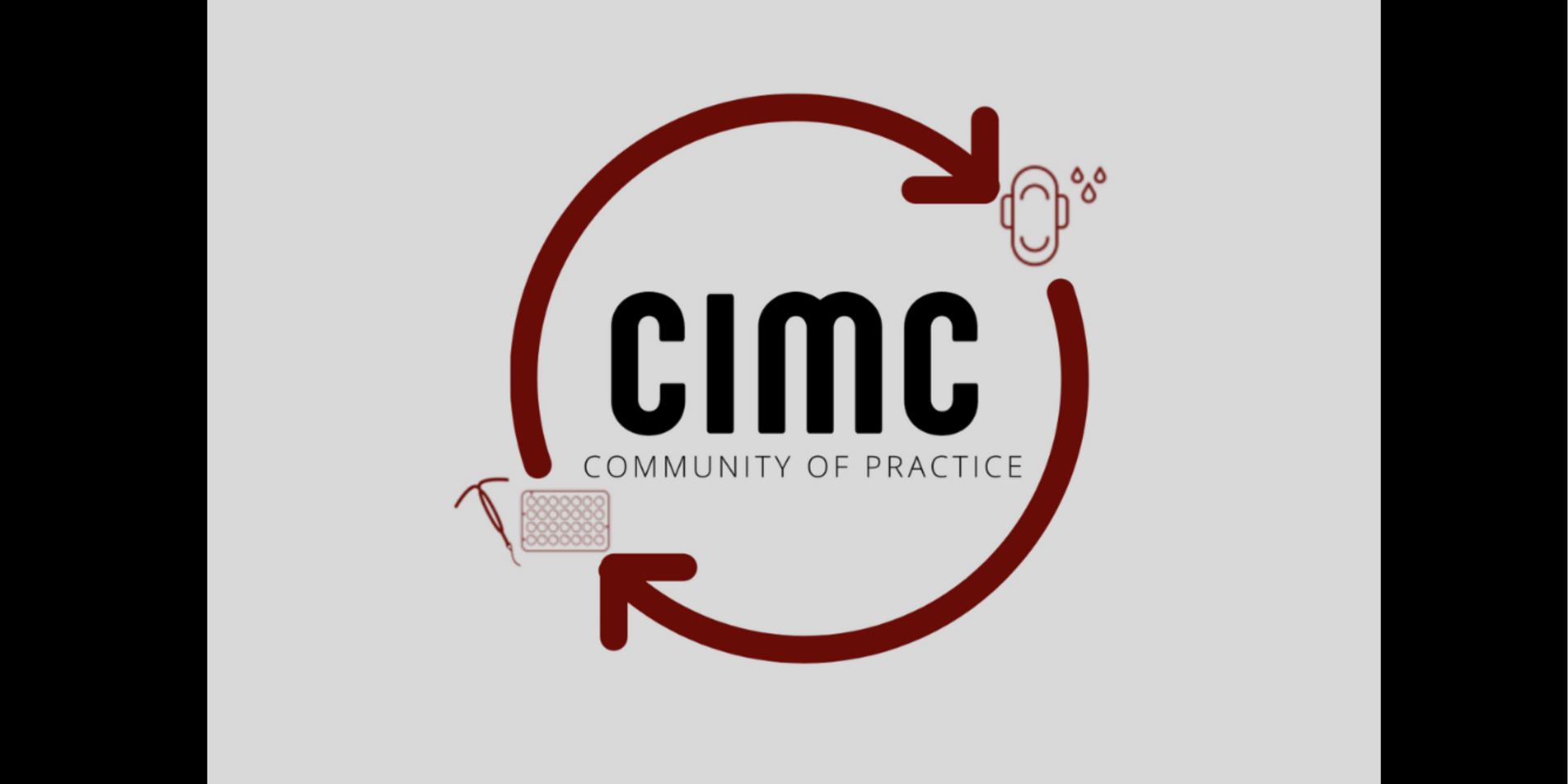 "CIMC" in a circle with arrows surrounded by small images of contraceptive and menstrual products
