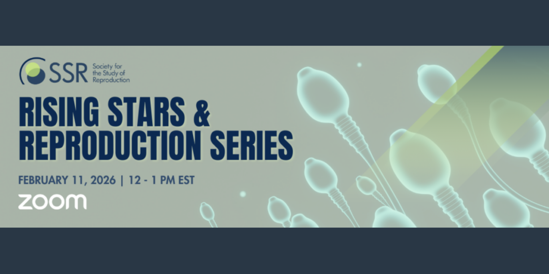 Event title with picture of sperm under a microscope in the background
