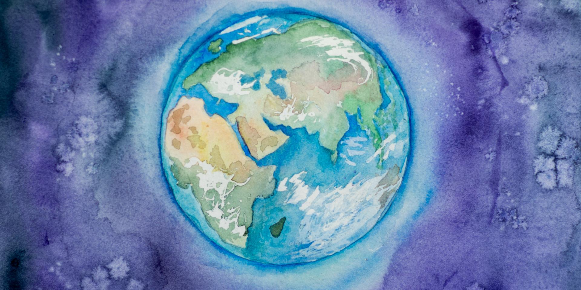 Watercolor of planet earth