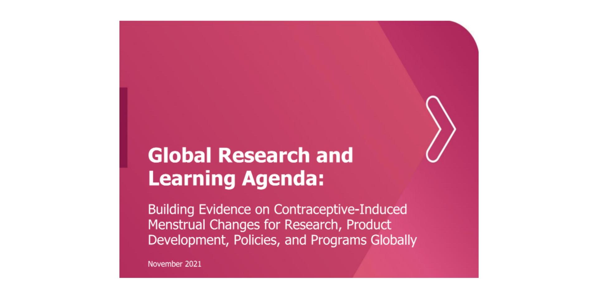 Cover page of the CIMC research and learning agenda