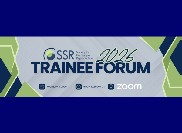 Poster with Forum information and geometric boarder in blue ad green