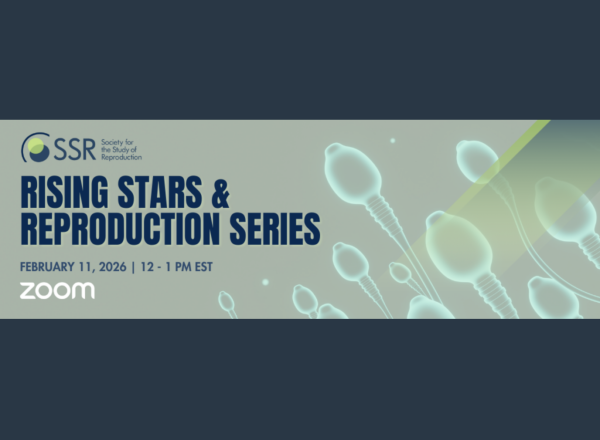Event title with picture of sperm under a microscope in the background