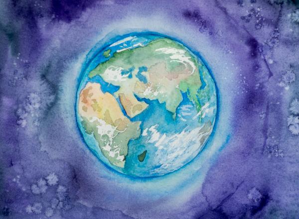 Watercolor of planet earth